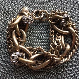 Chunky J.Crew Golden and Rhinestones Bracelet